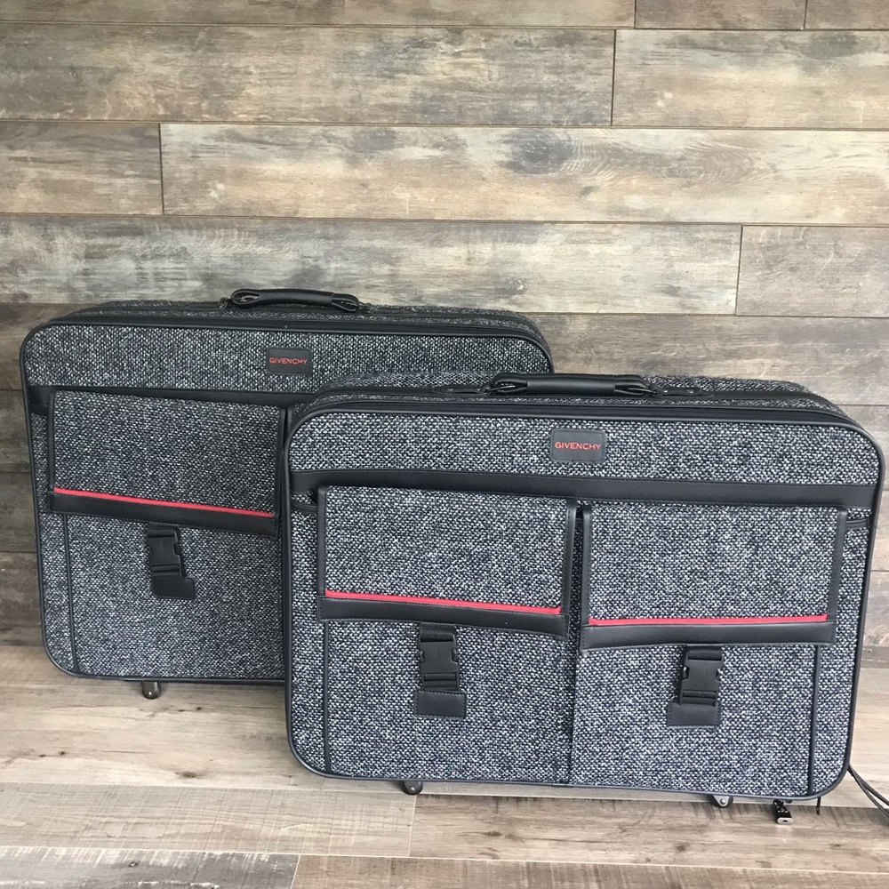 2 Givenchy tweed large suitcase gray
